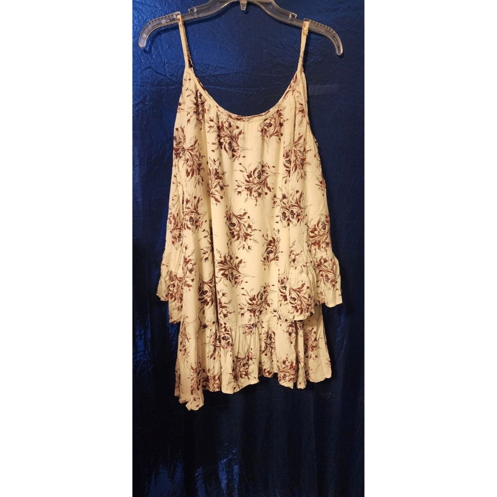 Women's large floral Cold Shoulder Top lined bell sleeves rayon
